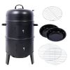 Charcoal Smoked Grill, Outdoor Cooking, 16 Inch Vertical Smoker Portable Grill Suitable For Camping, Black