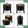 47x41.5x82cm Black, Double-walled, Cylindrical, Smoker, Charcoal Grill