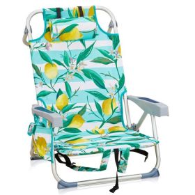 63x65x82cm, Lemon Pattern, Aluminum, Beach Chair, Oxford Cloth, Silver-white Aluminum Tube