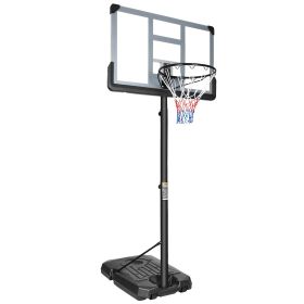 Portable Basketball Hoop Backboard System Stand Height Adjustable 6.6ft - 10ft with 44 Inch Backboard and Wheels for Adults Teens Outdoor Indoor
