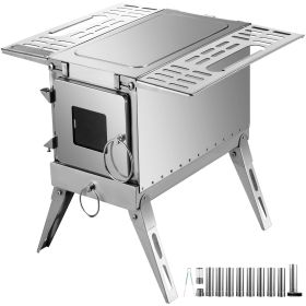 VEVOR Tent Wood Stove, Outdoor Camping Wood Burning Stove Stainless Steel With Folding Pipe
