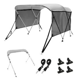 VEVOR 3 Bow Bimini Top Boat Cover, Detachable Mesh Sidewalls, 600D Polyester Canopy with 1" Aluminum Alloy Frame, Includes Storage Boot