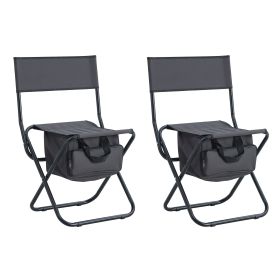 2-piece Folding Outdoor Chair with Storage Bag, Portable Chair for indoor, Outdoor Camping, Picnics and Fishing, Grey