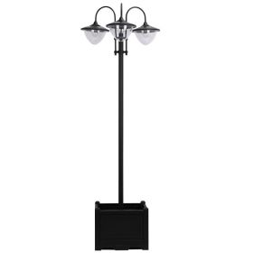 74.5" 3-head Solar Lamp  with Post Street Light  Planter, Automatic-on, 6 Hour Max Outdoor Ready LED Lighting, Black