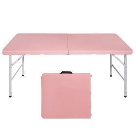 4ft Pink Portable Folding Table Indoor & Outdoor Maximum Weight 135KG Foldable Table for Camping