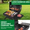 Black Cylinder With Side Panels And Wheels, High-temperature Powder Smoked Carbon Oven