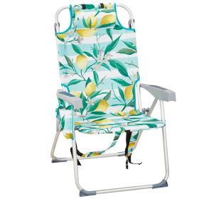63x70x99cm, Lemon Pattern, Aluminum, Beach Chair, Oxford Cloth, Silvery-white Aluminum Tube (Option: Lemon pattern)