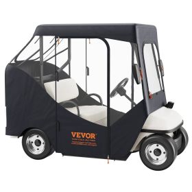 VEVOR Golf Cart Enclosure, 600D Polyester Driving Enclosure with 4-Sided Transparent Windows (Color: Black, Car Cover Size: 58 x 36 x 58 inch)