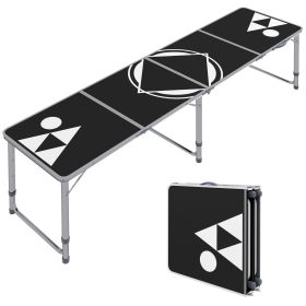 Outsunny 8ft Portable Beer Pong Table with Adjustable Legs, Folding Camping Table, Aluminum Picnic Table, for Party, Travel, BBQ, Beach (Color: as Pic)